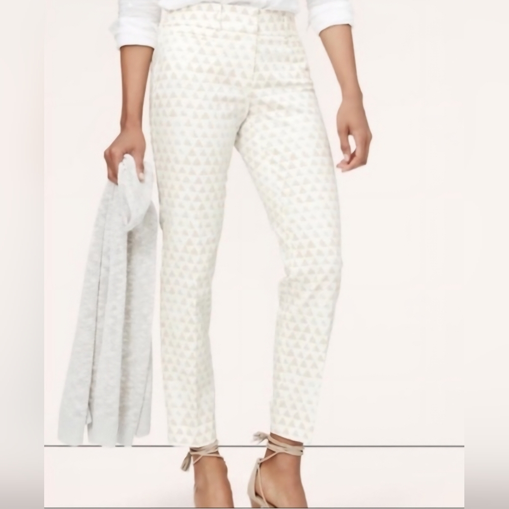 ANN TAYLOR LOFT RIVIERA JULIE TRIANGLE PRINT CROPPED PANT